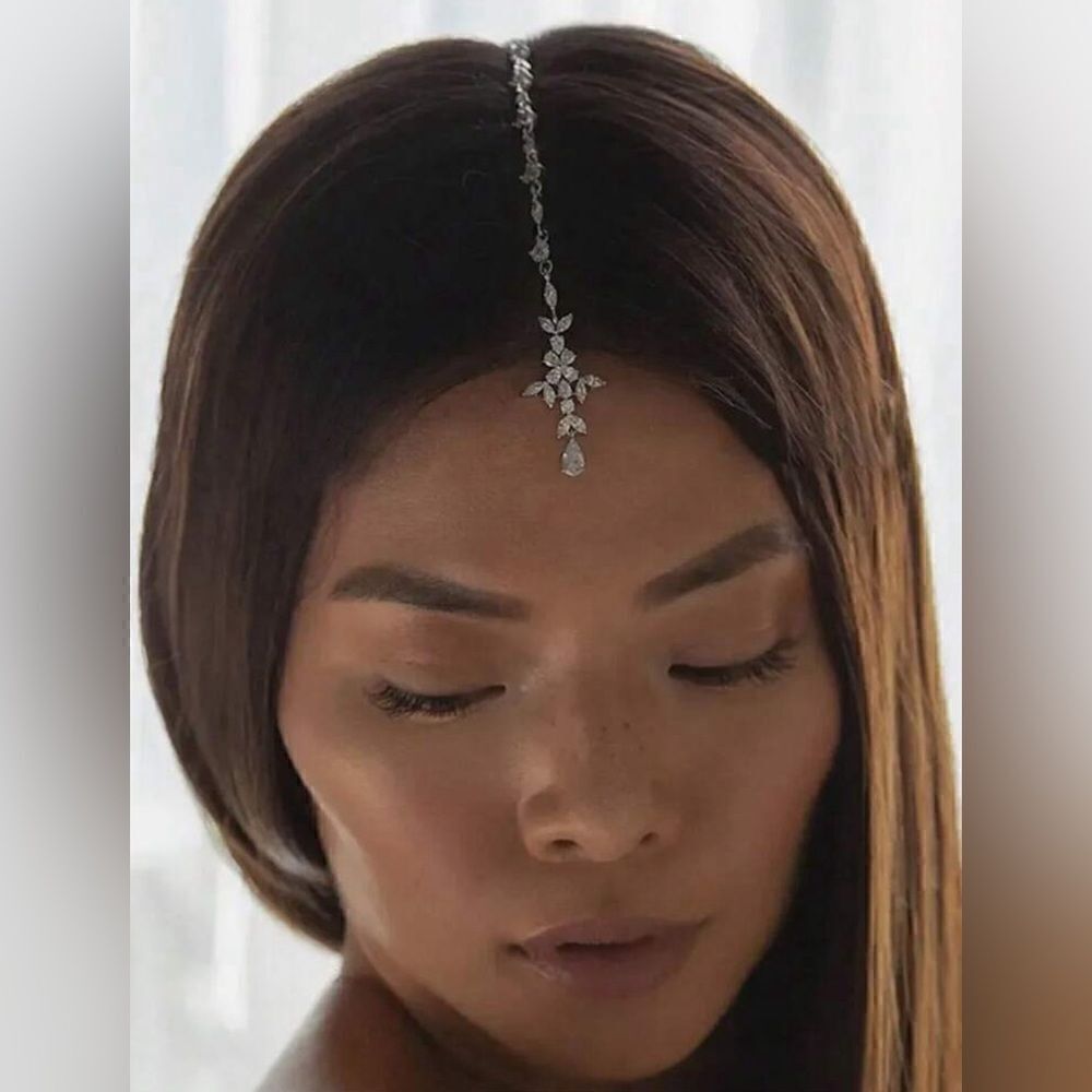 Anthropologie Crystal Silver Tikka Headpiece